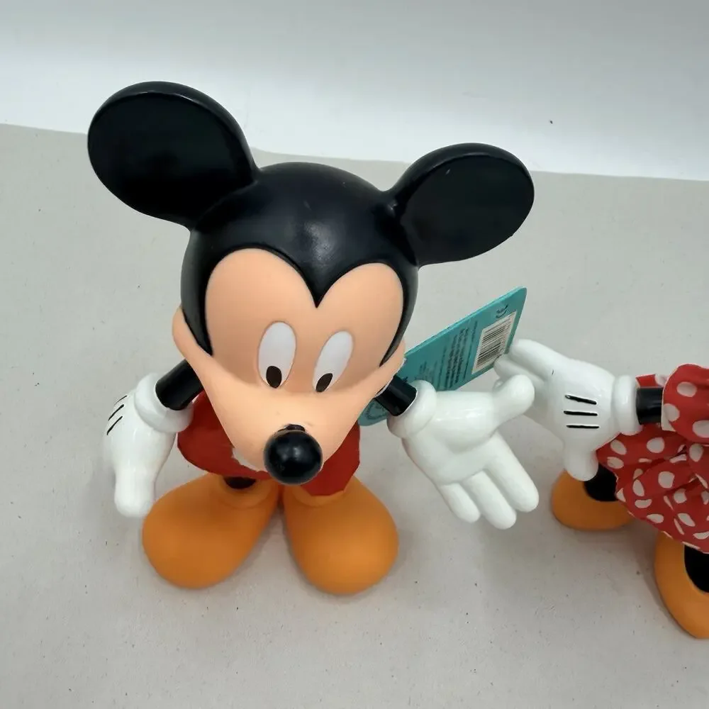 Vintage Walt Disney Minnie & Mickey Mouse Vinyl Dolls Poseable Figures